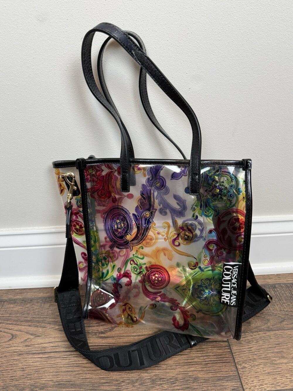 Versace Jeans Couture Clear Flower Tote Crossbody Bag